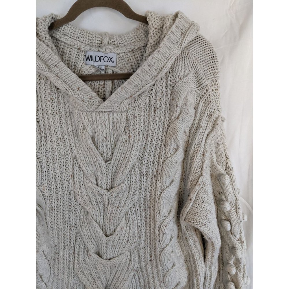 Wildfox Pattie Cable Knit Hooded Sweater XS - Picture 4 of 14